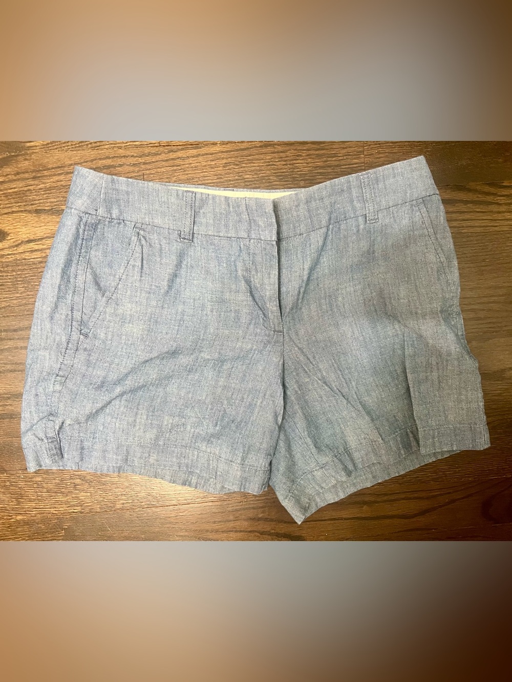 J.Crew Re-Imagined Blue Chambray Shorts Size 4 Tailored Summer Shorts